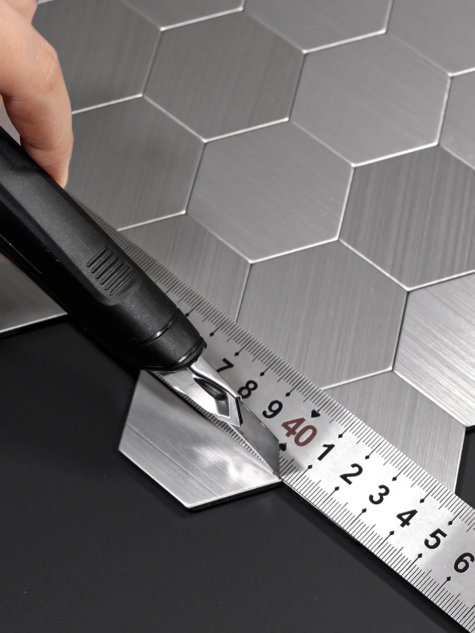 Zelfklevende steenstrip - Silver Large Hexagon 29 x 28,8cm - Afbeelding 5