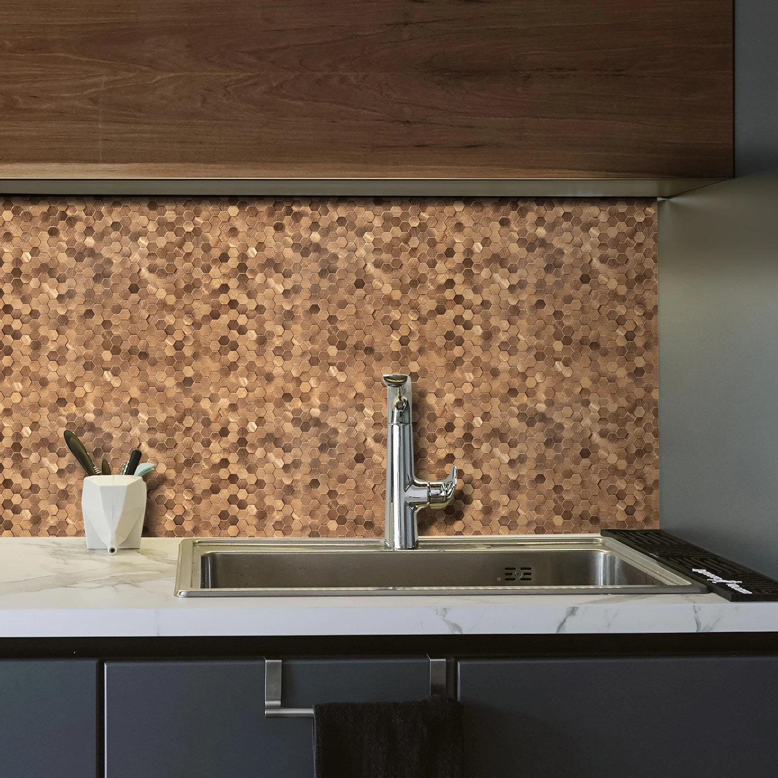 Zelfklevende steenstrip - Copper 3D 30,8 x 29,8cm - Afbeelding 2