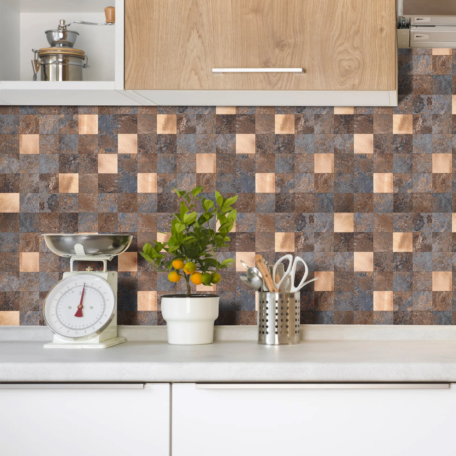 Zelfklevende steenstrip - Gold/Rusty Square 30,5 x 30,5cm - Afbeelding 2