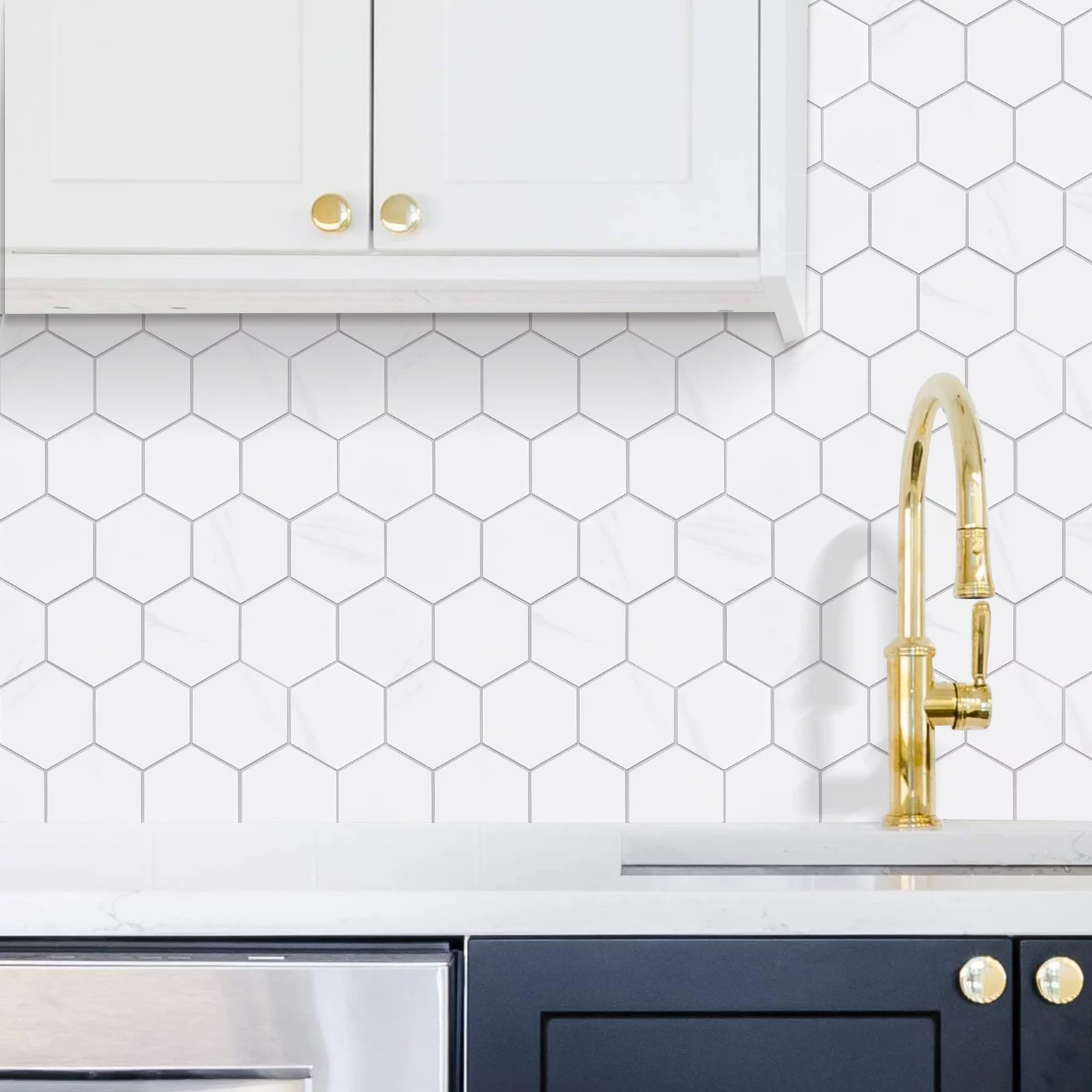 Zelfklevende steenstrip - Marble Hexa 29,2 x 25,4cm - Afbeelding 4