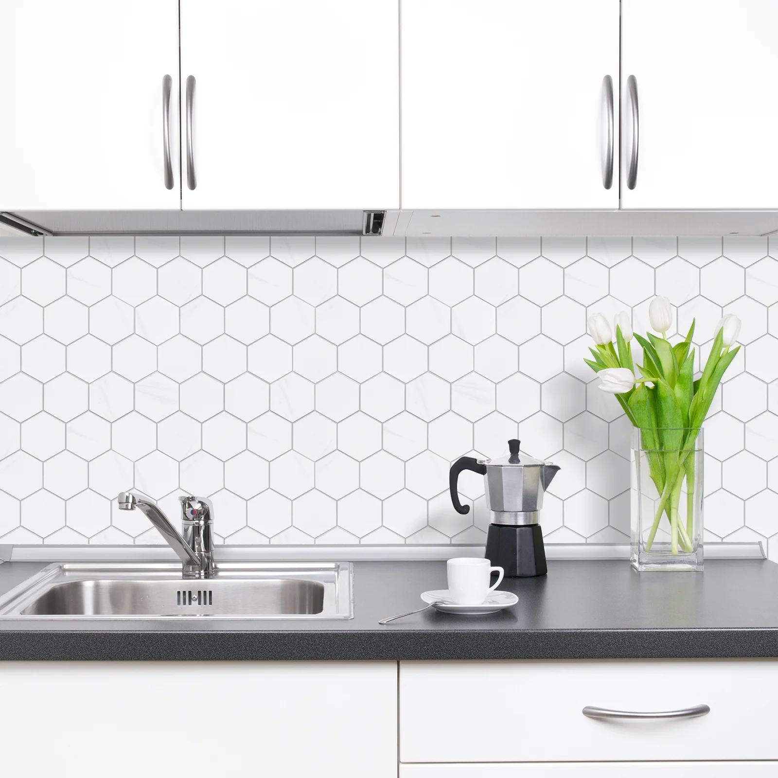 Zelfklevende steenstrip - Marble Hexa 29,2 x 25,4cm - Afbeelding 6