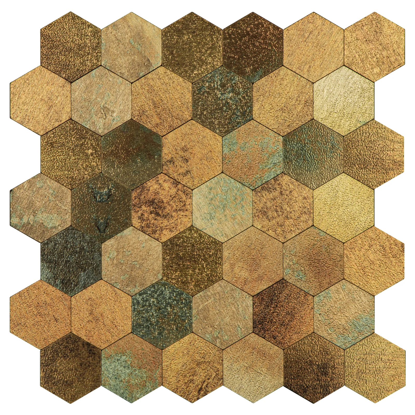 Zelfklevende steenstrip - Copper Patina Hexa 29 x 28,8 cm