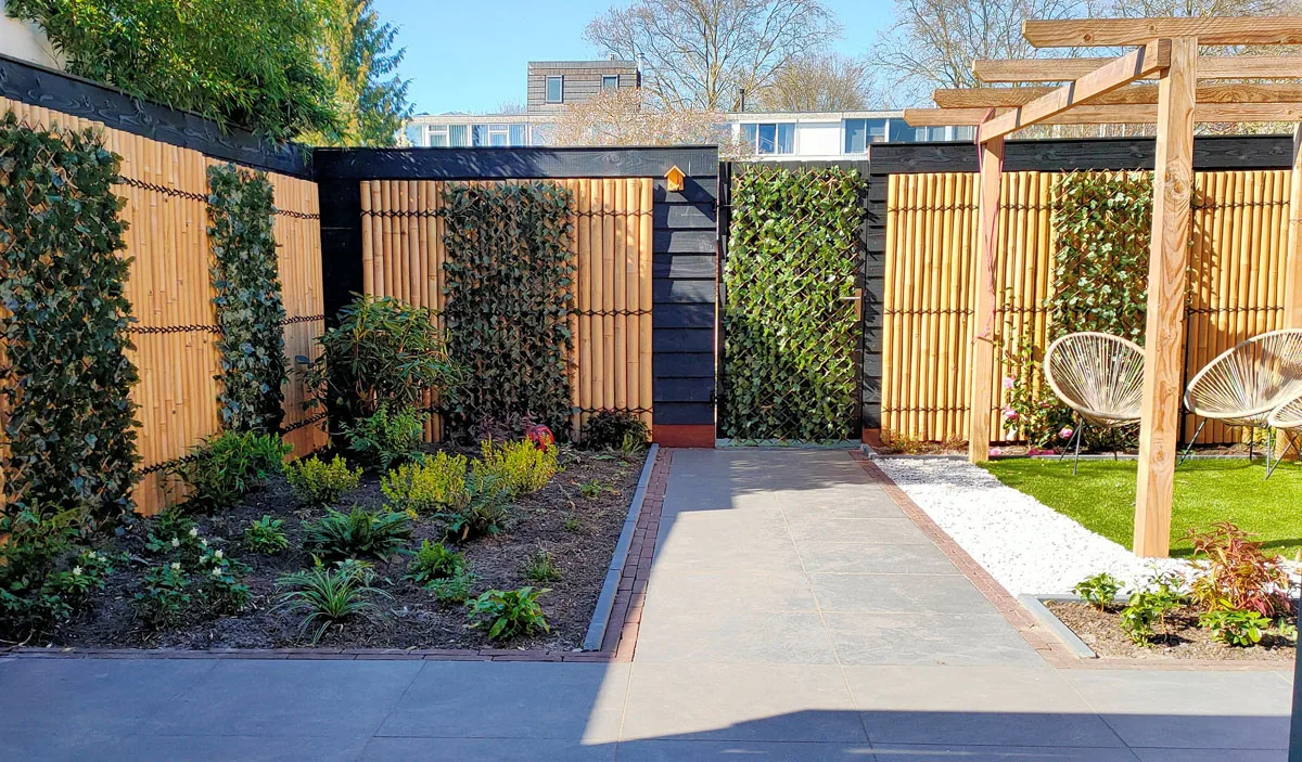 Bamboe schutting Halfrond natural H 200 x B 100cm - Afbeelding 3