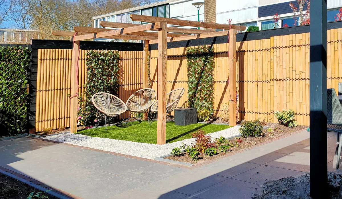 Bamboe schutting Halfrond natural H 200 x B 100cm - Afbeelding 4