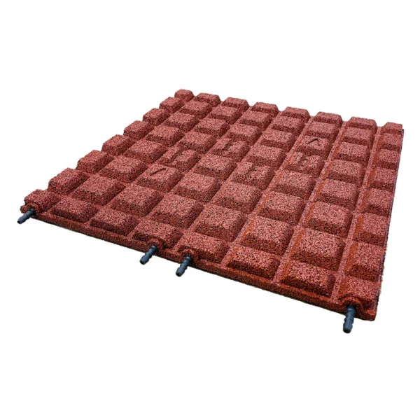 Rubber tegel 50x50x3cm Pen & gat (met nop) Rood - Afbeelding 2