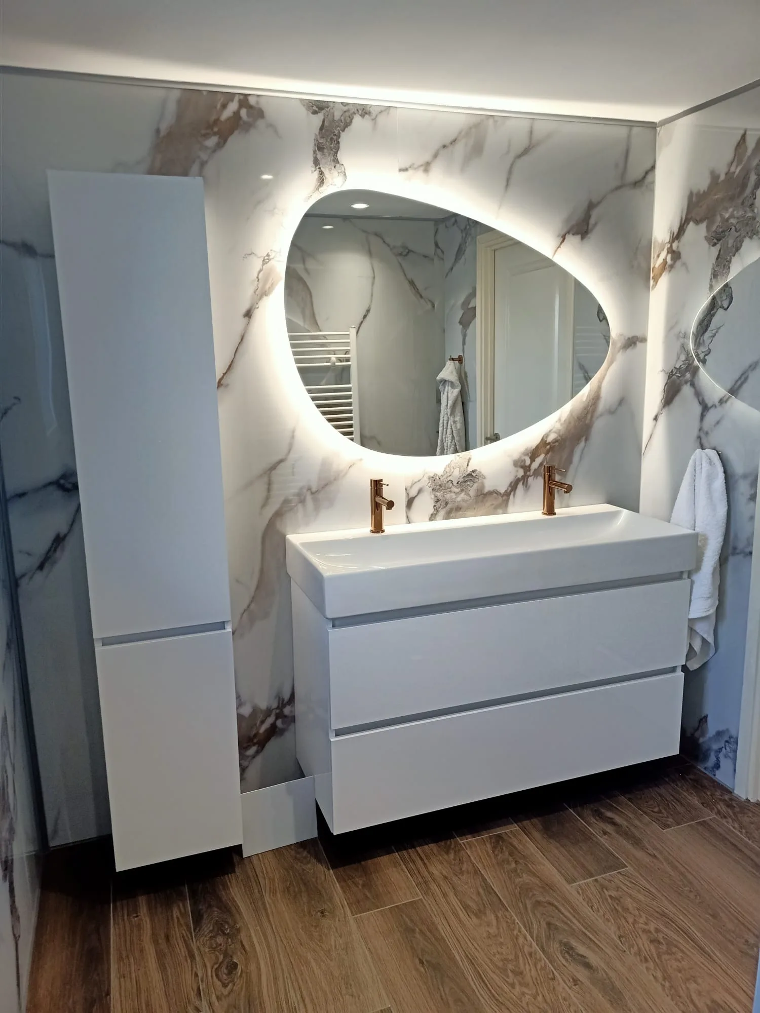 Marmer plaat - Marble Mocca  - Waterbestendig wandpaneel PVC - 280x122cm - Afbeelding 4