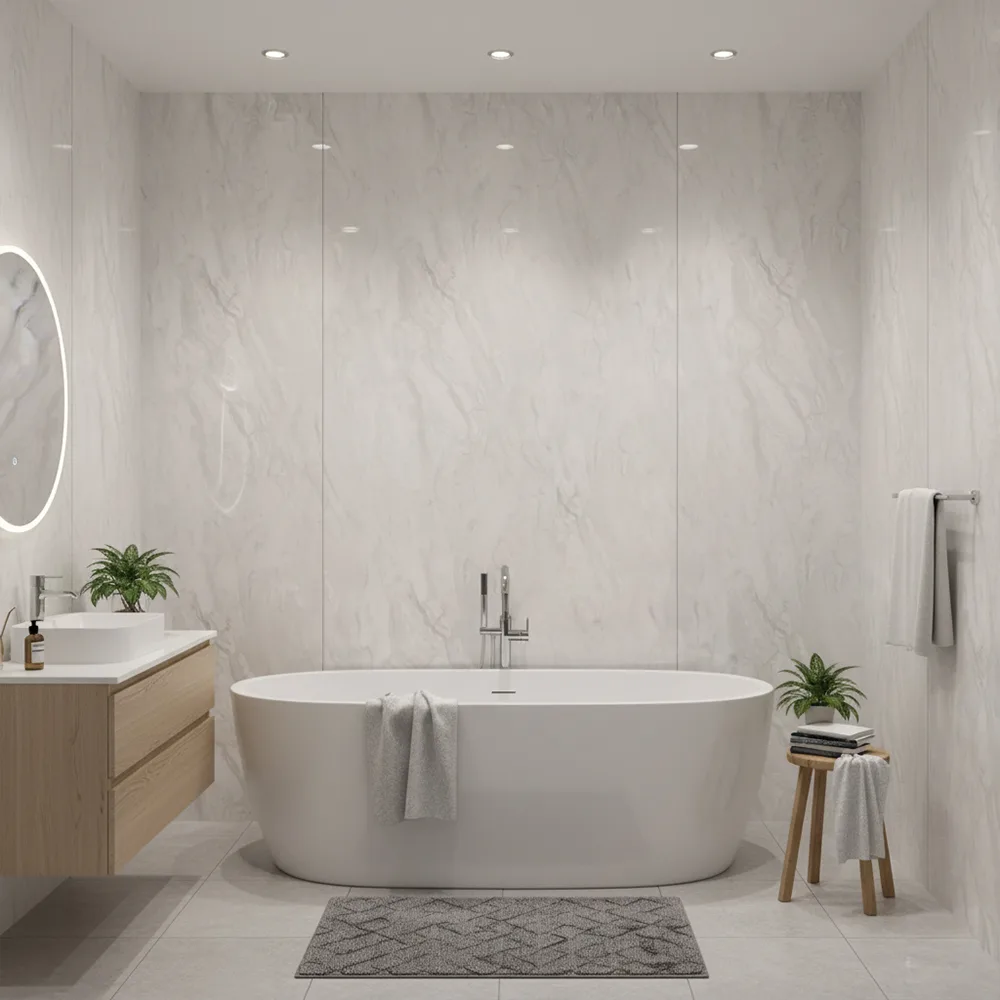 Marmer plaat - Light Stone - Waterbestendig wandpaneel PVC - 280x122cm - Afbeelding 4