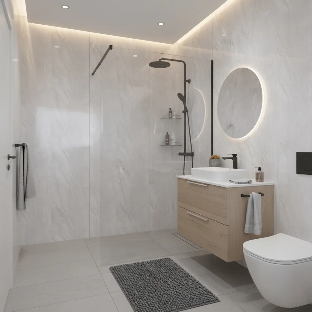 Marmer plaat - Light Stone - Waterbestendig wandpaneel PVC - 280x122cm - Afbeelding 3