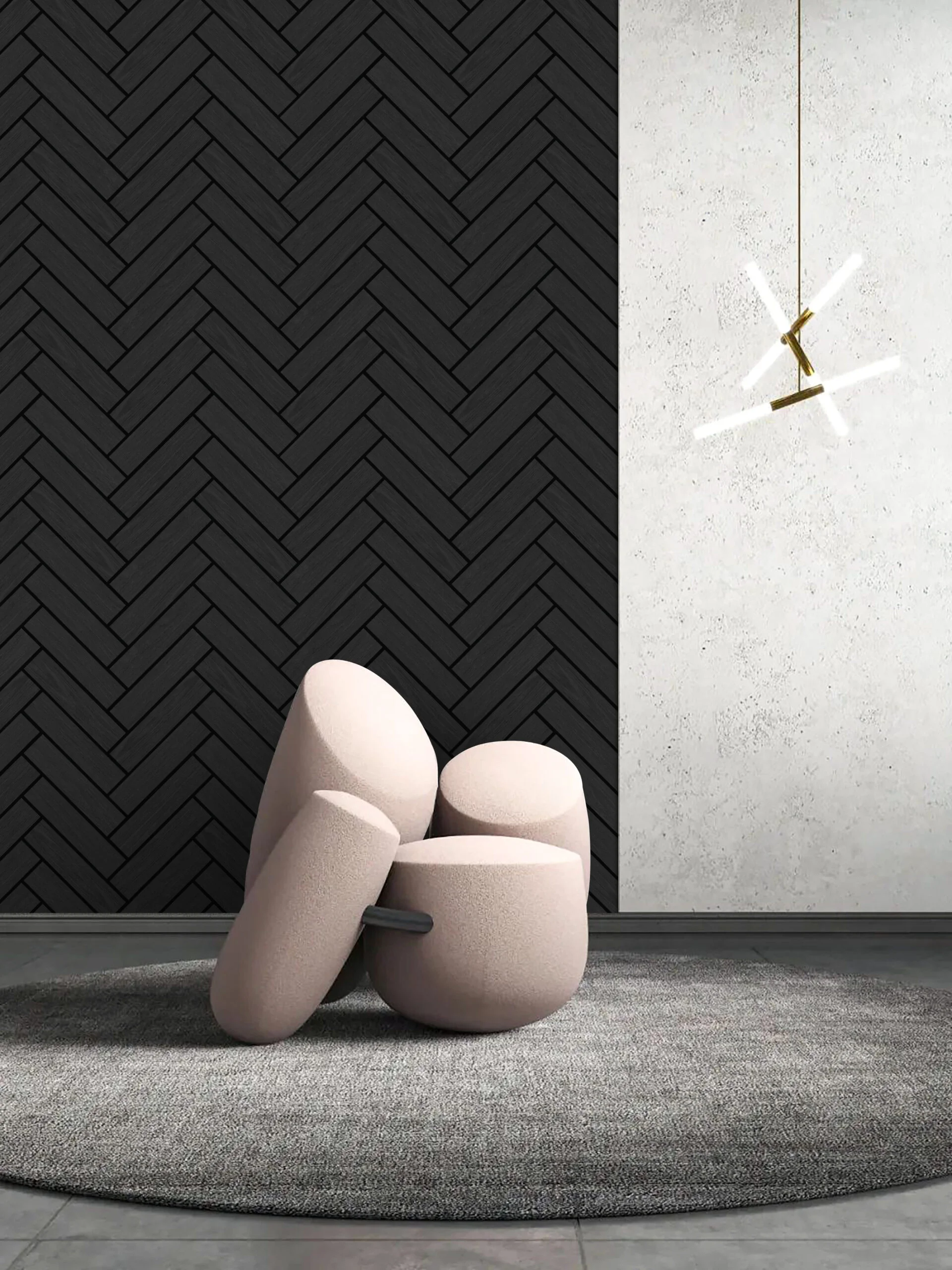 Akoestisch visgraat paneel - Zwart eiken - 126x57x2cm - Afbeelding 3