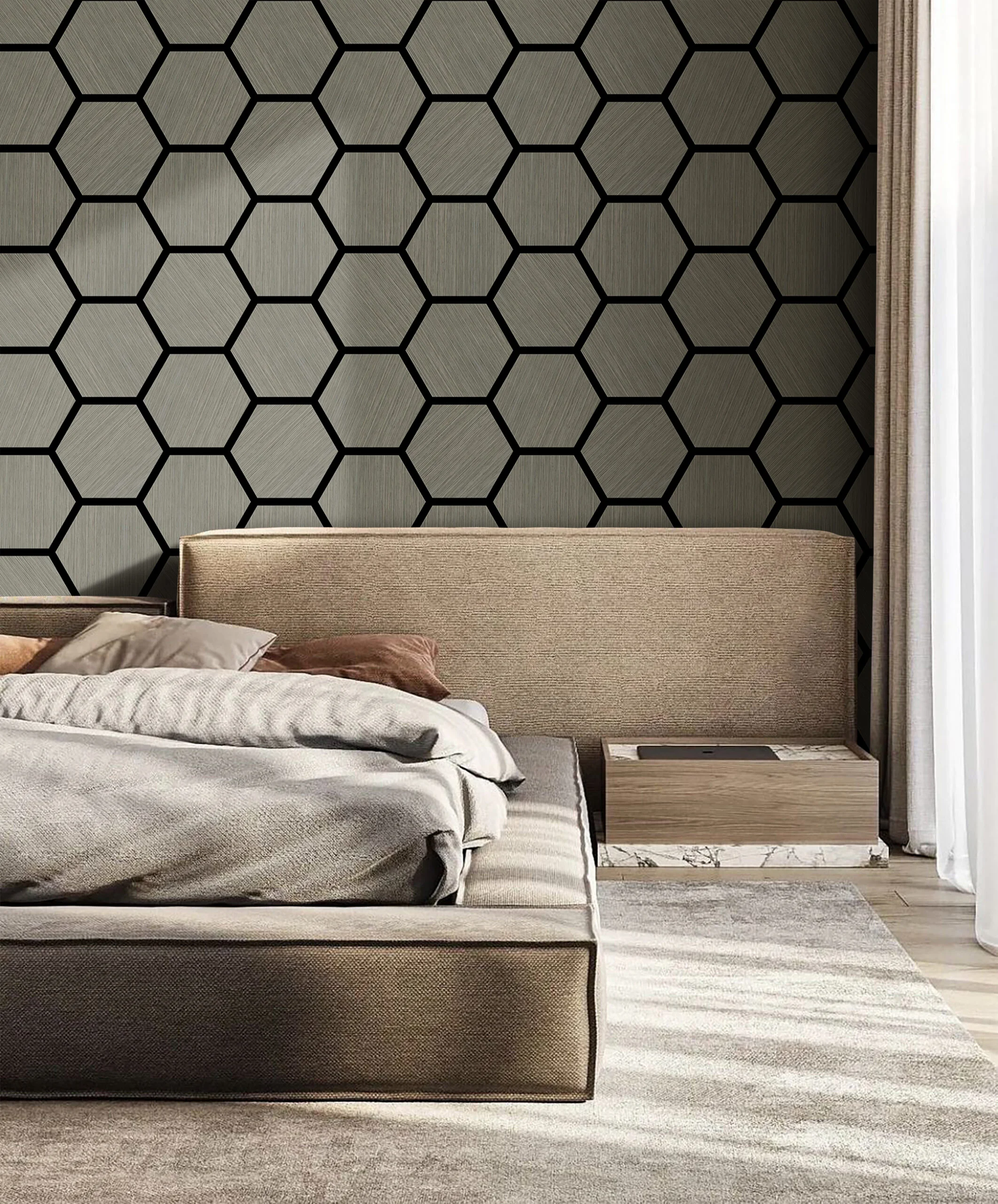 Akoestisch hexagon paneel - Zilver - 76x62x2cm - Afbeelding 2