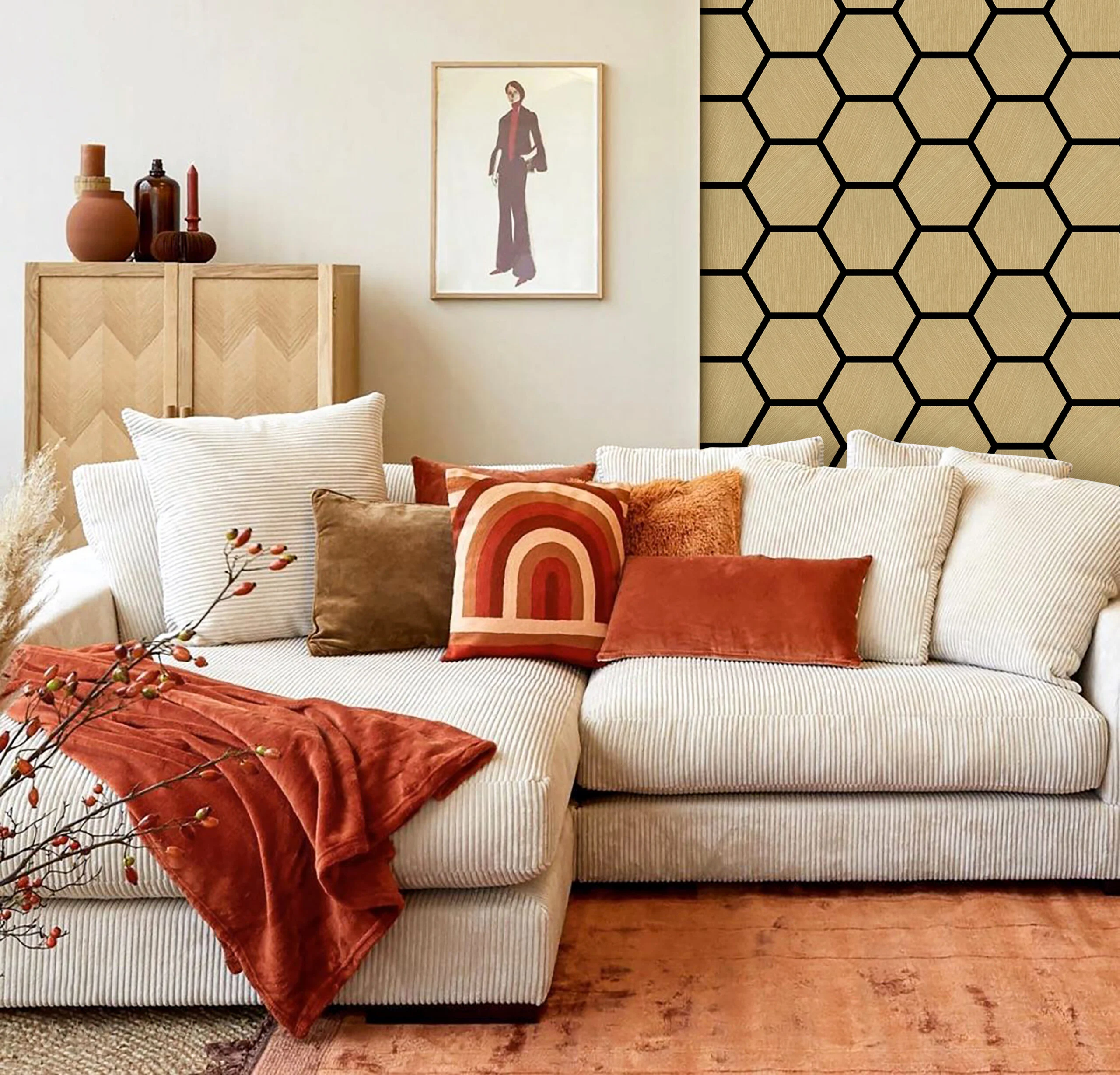 Akoestisch hexagon paneel - Eiken - 76x62x2cm - Afbeelding 4