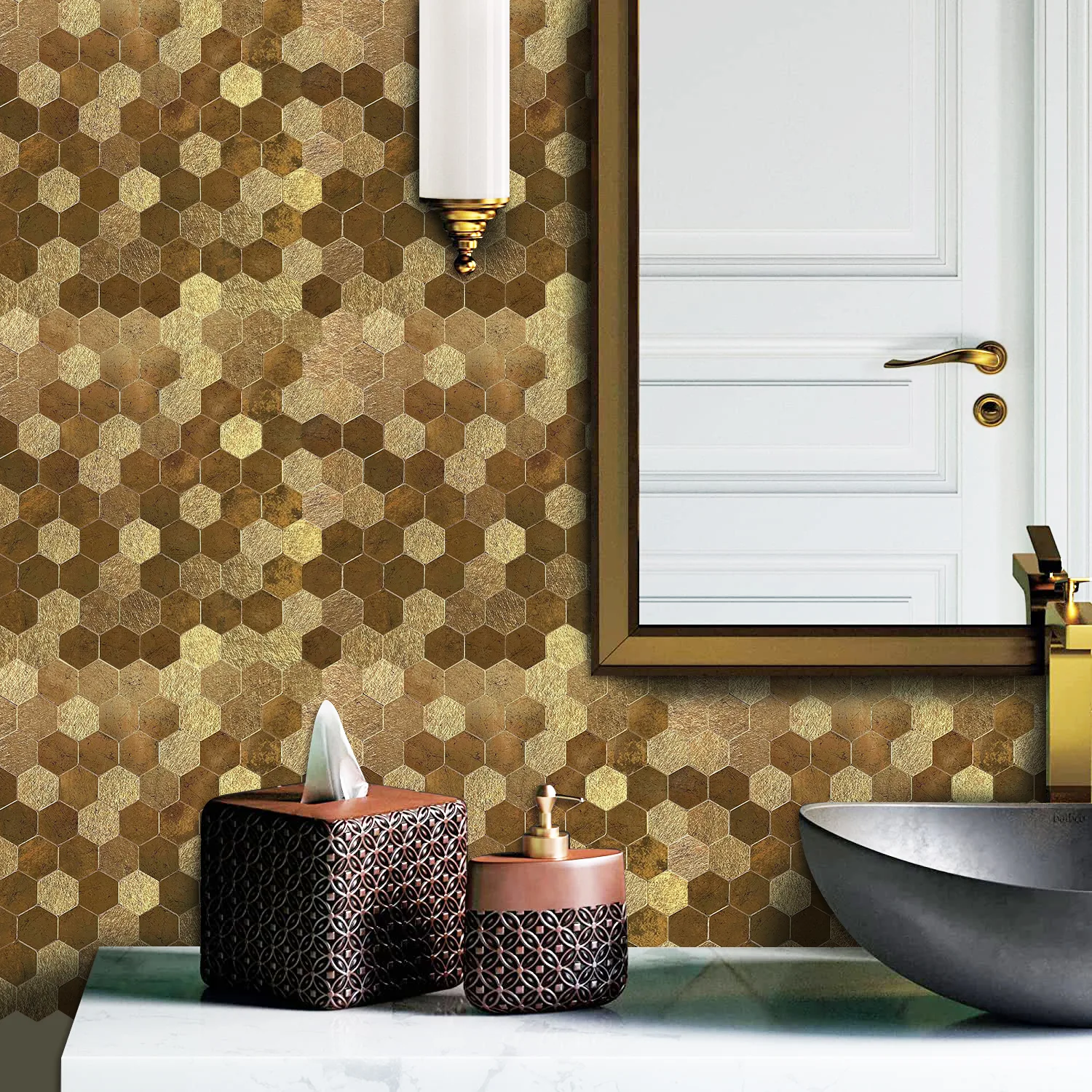 Zelfklevende steenstrip - Gold shine 28,8 x 27,8 cm - Afbeelding 6