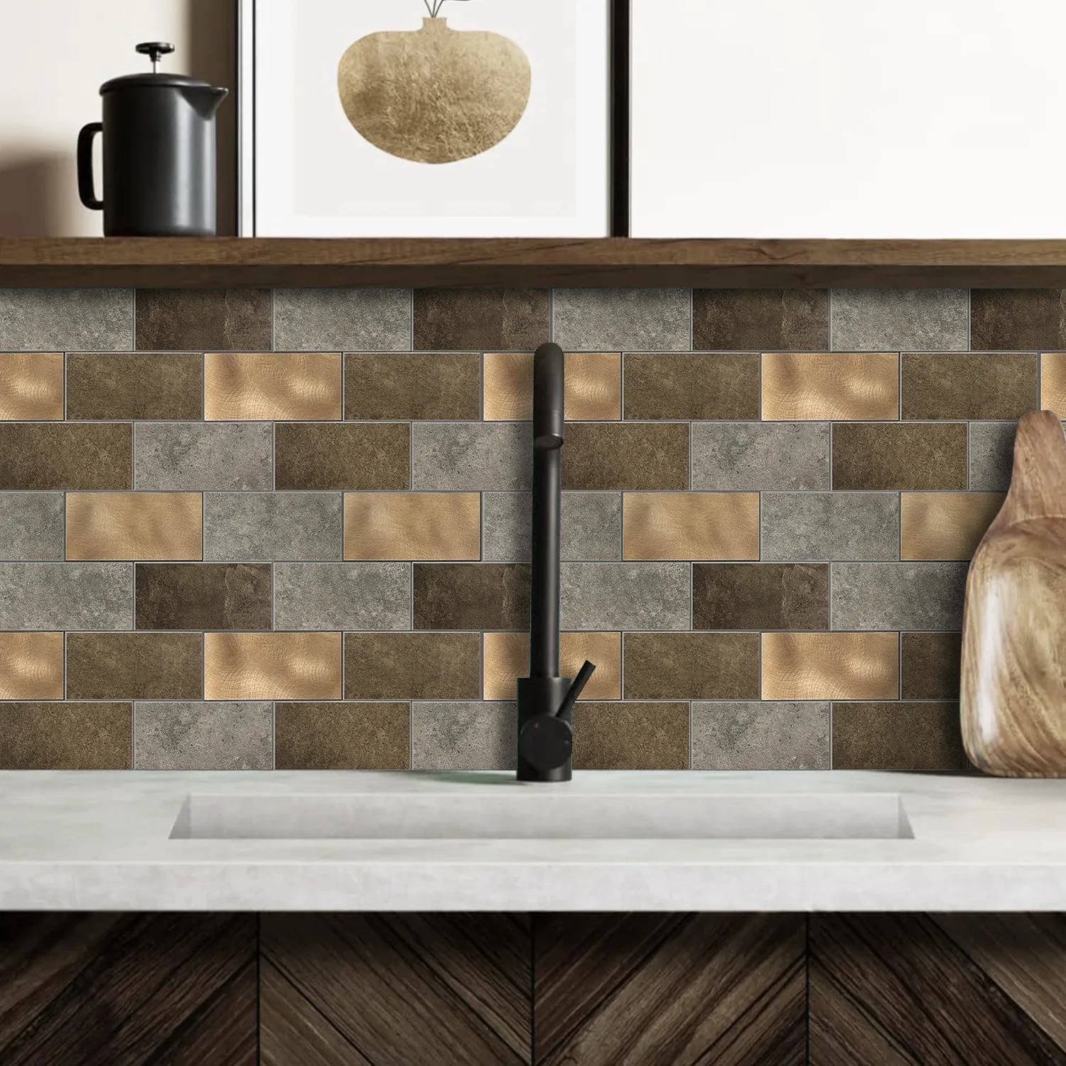 Zelfklevende steenstrip - Gold/Mix Metro 30,5 x 30,5cm - Afbeelding 2