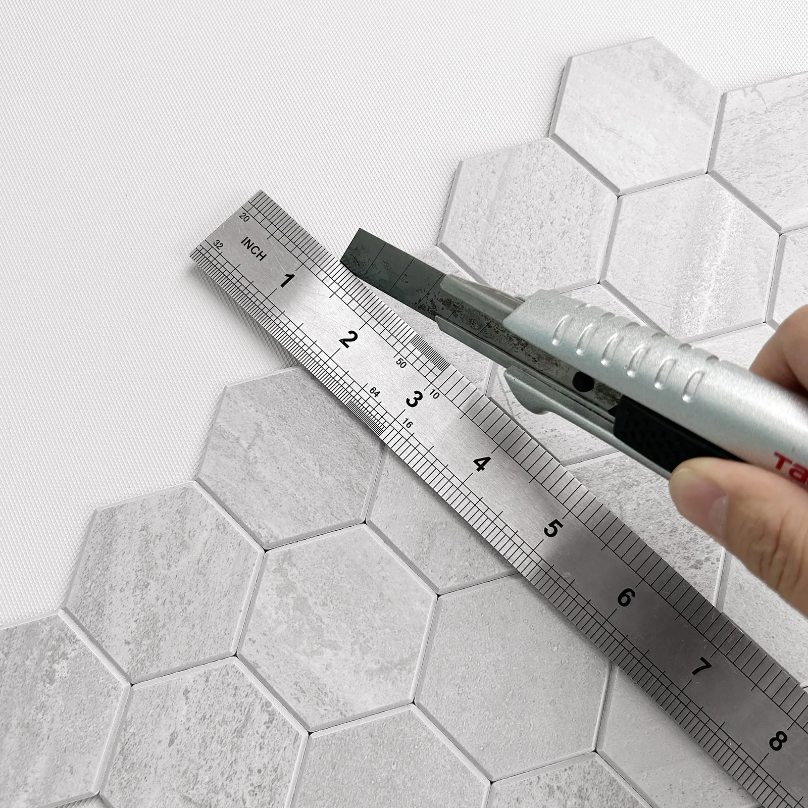 Zelfklevende steenstrip - Grey Marble Mini 28,8 x 24,8cm - Afbeelding 3