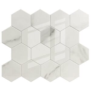 Zelfklevende steenstrip - Marble Gloss Hexa 29,2 x 25,4 cm