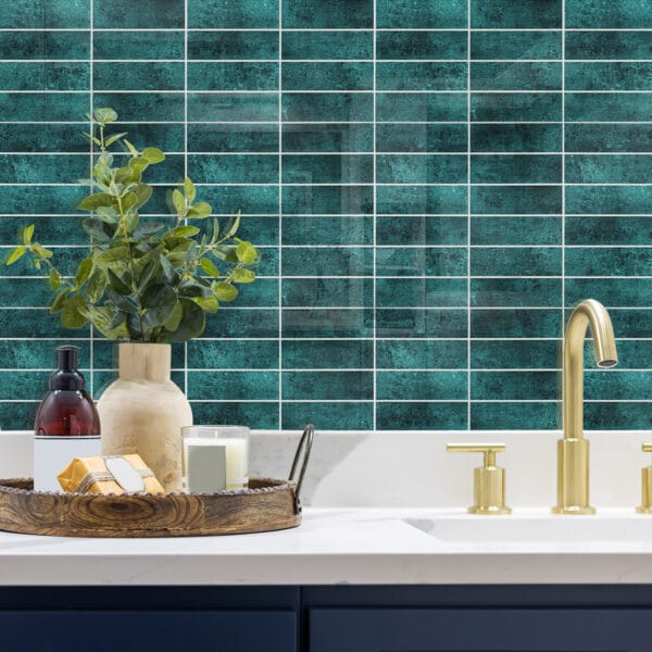 Zelfklevende steenstrip - Metro Strip Green 29,6 x 28,8cm - Afbeelding 3