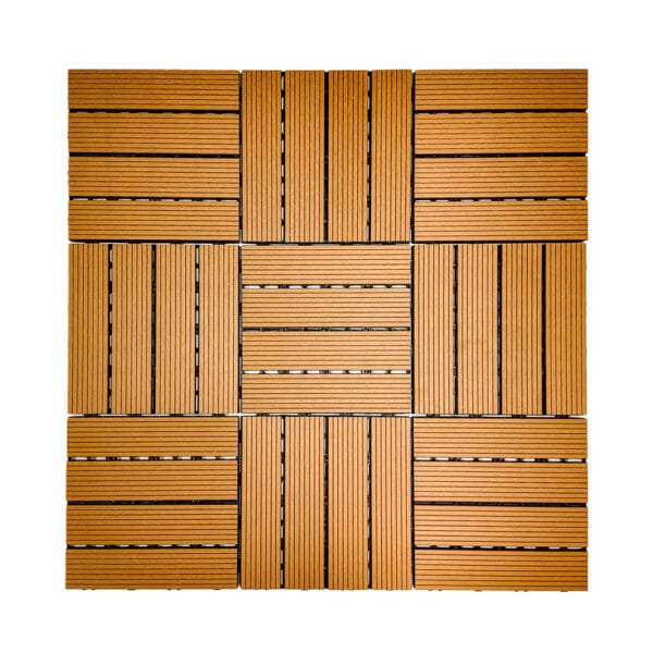 Composiet vlondertegels 30x30 cm | Kliktegels voor tuin & terras | Set van 11 stuks | Teak - Afbeelding 8
