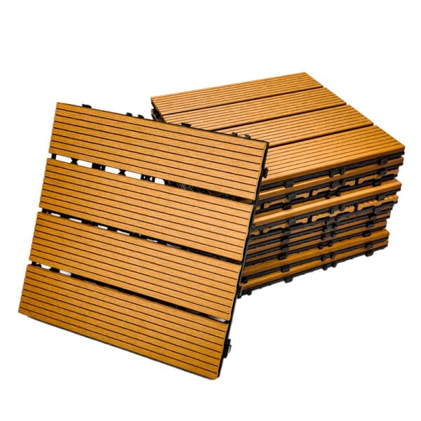 Composiet vlondertegels 30x30 cm | Kliktegels voor tuin & terras | Set van 11 stuks | Teak