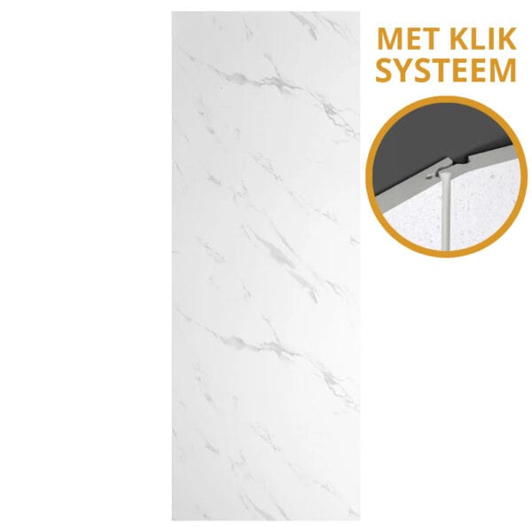 SPC Klik marmerlook wandpaneel - 270x96cm - Marble White W007