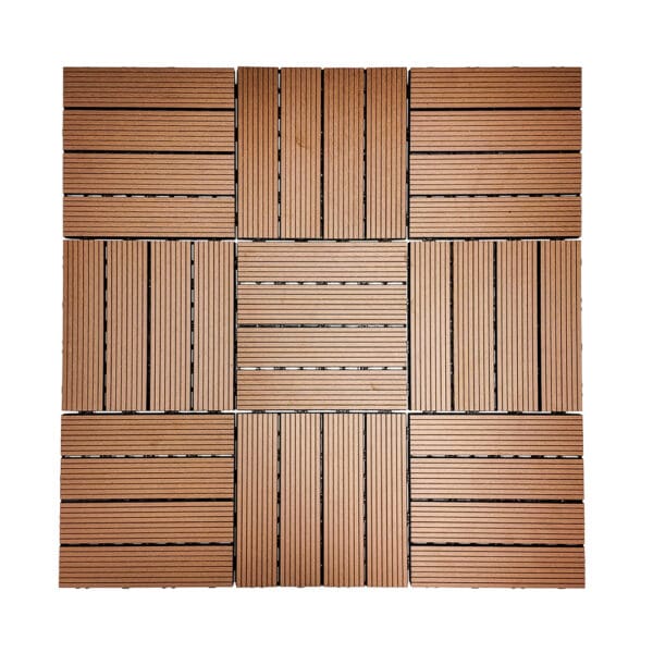 Composiet vlondertegels 30x30 cm | Kliktegels voor tuin & terras | Set van 11 stuks | Roodbruin - Afbeelding 8