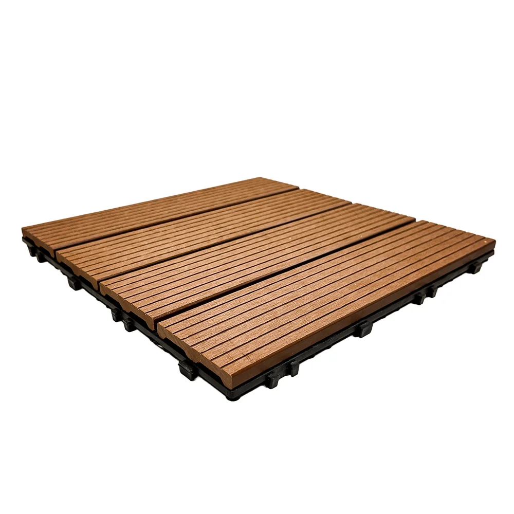 Composiet vlondertegels 30x30 cm | Kliktegels voor tuin & terras | Set van 11 stuks | Roodbruin - Afbeelding 2