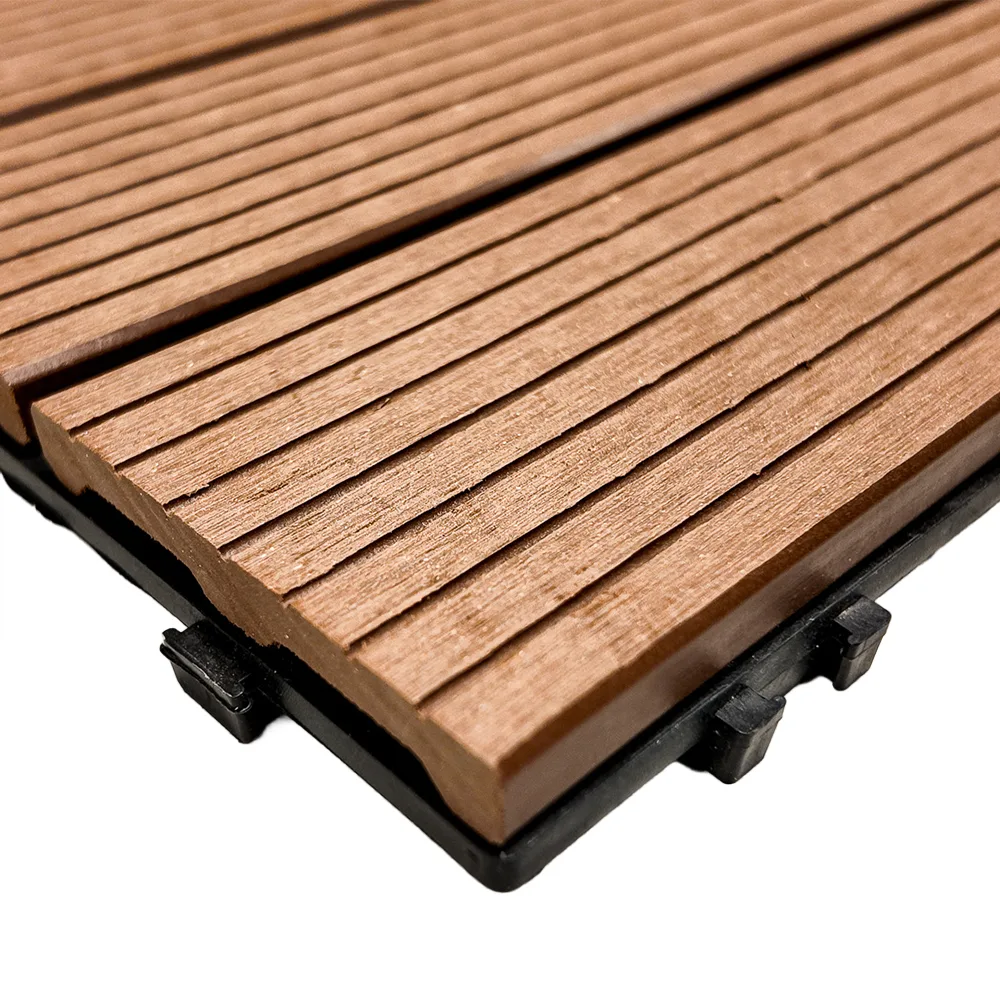 Composiet vlondertegels 30x30 cm | Kliktegels voor tuin & terras | Set van 11 stuks | Roodbruin - Afbeelding 4