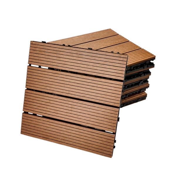 Composiet vlondertegels 30x30 cm | Kliktegels voor tuin & terras | Set van 11 stuks | Roodbruin