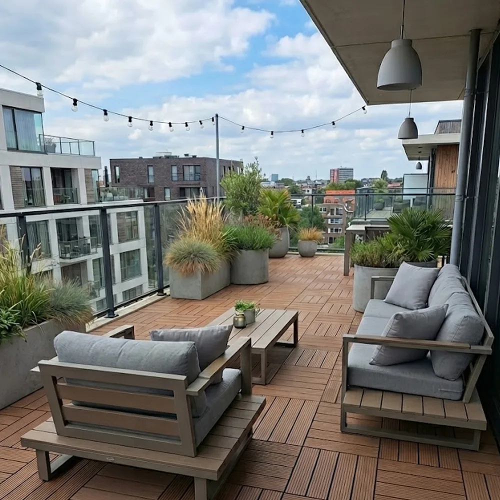 Composiet vlondertegels 30x30 cm | Kliktegels voor tuin & terras | Set van 11 stuks | Roodbruin - Afbeelding 3