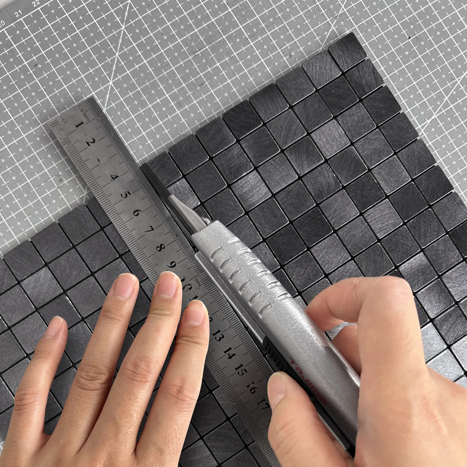 Zelfklevende steenstrip - Mini Squares Metal Gray 25,2 x 25,2 cm - Afbeelding 3