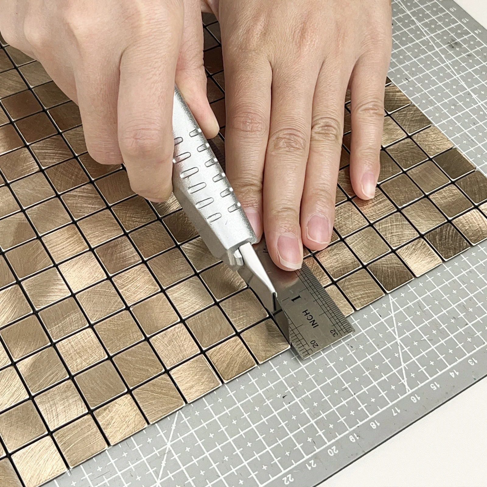Zelfklevende steenstrip - Mini Squares Gold 25,2 x 25,2 cm - Afbeelding 5